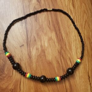Stylish Black Beaded Necklace with Multicolor Accents